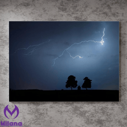 lightning canvas wall art,capturing the longest lightning voltage force,lightning painting,stormy weather prints,thunder