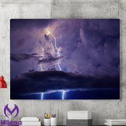 lightning sky storm canvas wall art painting, canvas wall decoration, lightning painting,nature poster,living room wall