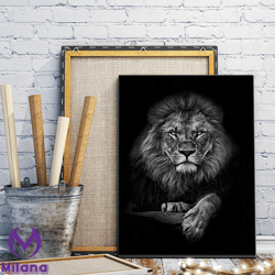 lion canvas wall art painting, black and white lion canvas wall art, wildlife printing, wall decoration, home decor