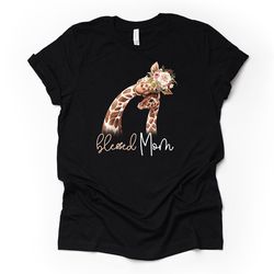 blessed mom, watercolor giraffe mom and baby, mothers day tee, giraffe design on premium bella canvas unisex shirt,