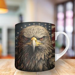 3d american flag with eagle mug wrap, 11oz and 15oz mug template, mug sublimation design, mug wrap template, instant dig