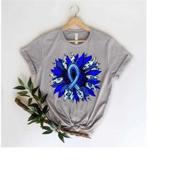 sunflower colon cancer shirt,cancer survivor gift,blue ribbon tee,colon cancer awareness shirt,motivational shirt,cancer