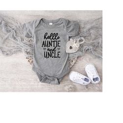 baby announcement bodysuit,hello auntie and uncle shirt,cute baby reveal bodysuit,nephew shirt,baby gift,new aunt reveal