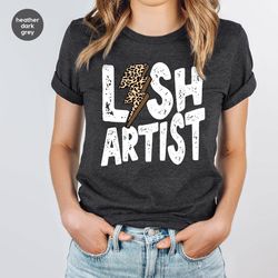 retro lash artist tshirt, lash artist gift, lash tech tshirt, lash technician gifts, leopard print womens clothing, grap