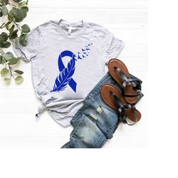 colon cancer support shirt,cancer feather ribbon tshirt,cancer awareness shirt,colon cancer team tee,cancer fighter shir