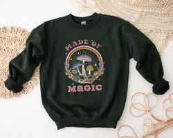 mushroom sweatshirt, made of magic, botanical shirt, hippie shirt, retro mushroom crewneck, retro plant sweatshirt, posi