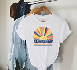 womens retro sunshine graphic tee shirt, retro sunshine tee for her, camping hiking shirt, beach tee, cute spring summer