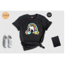 rainbow dinosaur easter shirt, easter dino bunny tee, funny t-rex t-shirt, easter egg gift, easter day gift, cute easter