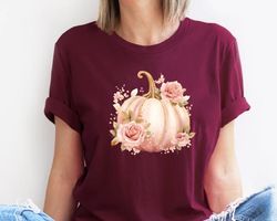 watercolor pink pumpkin shirt, colorful pumpkin shirt, watercolor pumpkins, halloween shirt, autumn shirt, cute fall shi