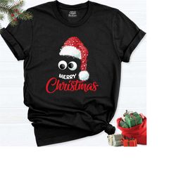 santa hat christmas shirt, sarcastic eyes christmas tshirt, christmas funny face shirt, christmas party shirt, xmas merr