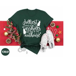 jolliest bunch of assholes shirt, this side of the nuthouse shirt, christmas shirt, funny christmas tee, merry christmas