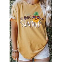 comfort colors hello summer shirt, summer vacation shirt, summer season shirt, gift for summer lover, gift for women