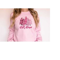 christmas emergency department sweatshirt pink xmas tree er nurse sweater emergency room tech gift er tech crew team eme