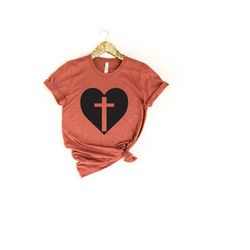 cross heart shirt, heart shirt, christian gift, religious shirt, christian shirt, christian shirts, gift for christian,