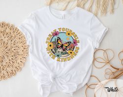 retro treat yourself with kindess shirt, kindness tee, butterfly shirt, treat yourself, women shirts, women gift, cute a