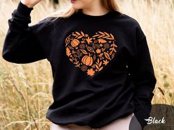 fall heart sweatshirt, fall heart shirt, pumpkin heart sweatshirt, halloween sweatshirt, halloween gift, halloween pumpk