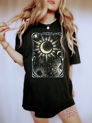 cosmic mystical soft cotton astronomy-inspired t-shirt garment dyed, comfort colors, vintage, boho