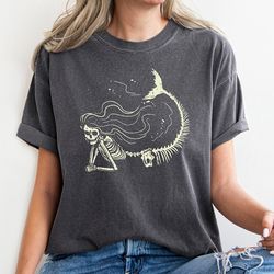 retro halloween comfort colors shirt, skeleton mermaid shirt, vintage halloween shirt, witch shirt, retro fall shirt, fa