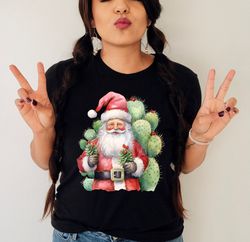 chistmas cactus shirt,feliz navidad shirt,mexican christmas shirt,santa with cactus,mexican santa top,xmas cactus shirt,