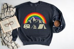 happy camper sweatshirt, camper sweatshirt, nature lover gift, campfire sweatshirt, camping lover, gift for campers, adv