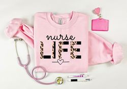 nurse life shirt, leopard nurse shirt, nurse gift, gift for nurse, registered nurse shirt, nursing school tee,nurse shir