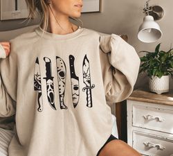 horror movie knives sweatshirt, halloween horror hoodie, halloween knives hoodie, halloween movie sweatshirt, halloween