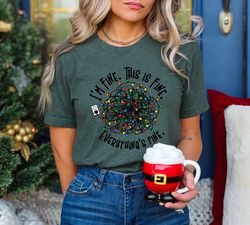 im fine everything is fine shirt, christmas shirt, merry christmas tee, shirts for women, christmas shirt women,christma