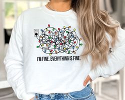 im fine everything is fine sweatshirt, christmas sweatshirt, sweatshirts women, christmas sweatshirt women, christmas li