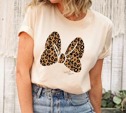 minnie mouse leopard print bow shirt, family matching shirt, minnie mouse tshirt, minnie mouse bow shirt