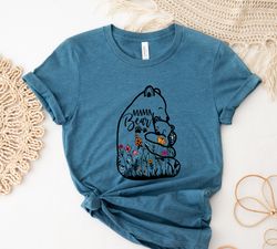 mom shirt, cute mama bear and baby with wildflowers, mama bear tee, baby shower gifts, cute mama bear shirt, cute mom sh