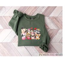 valentines day lovely dog sweatshirt, dogs valentine crewneck, gift for dog lover sweater, toddler valentines day tee, d