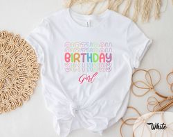 colorful birthday girl shirt, birthday gift shirt, birthday girls party shirt, happy birthday girl tee, family birthday