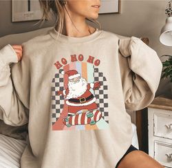 retro santa sweatshirt, vintage santa sweatshirt, retro christmas santa, holiday clothing women, christmas sweatshirt fo