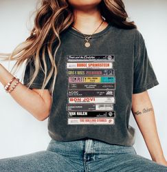 rock cassettes tape printed t-shirt, rock bands shirt, unisex tee, vintage feel, retro rock band, 80s rock and roll tee,