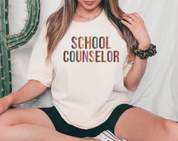 leopard school counselor gift for women, counselor shirt, back to school, school counseling, teacher shirt, gift for sch