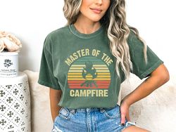 master of the campfire, retro camping shirt, campfire shirt, camping lover gift, camping shirt, retro campfire sunset, f