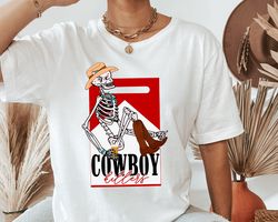 cowboy killer graphic tee, cowboy shirt, country girl shirt, cowgirl shirt, skeleton cowboy shirt, western shirt, hallow