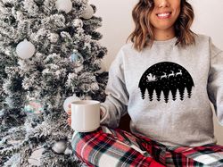 merry christmas sweatshirt,merry christmas reindeer sweatshirt,flying santa reindeer,christmas gift,christmas hoodie,win