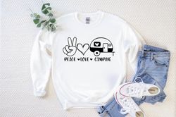peace love camping sweatshirt, camping life shirt, camping sweatshirt, camping gift,camp squad shirt,family camping road