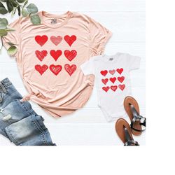 cute hearts mommy mini shirt, hearts t-shirt, matching valentine shirt, mommy and me, mama mini shirt, mom girl baby shi