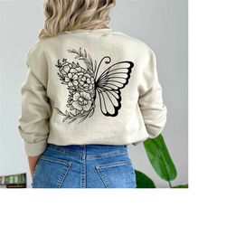 butterfly sweatshirt, butterfly gifts, butterfly hoodie, floral butterfly sweatshirt, animal sweatshirt, animal lover gi