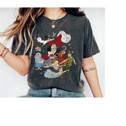 peter pan group faded portrait shirt, lost boys, wendy darling, tinker bell, captian hook t-shirt, disney family vacatio