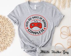 level 100 days of school completed shirt, happy 100 days of school, 100 days video game shirt, 100 days of school shirt,