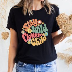 stay wild flower child shirt, comfort colors shirt, moth shirt, retro tee, retro mothers shirt, 70's aesthetic shirt, 60