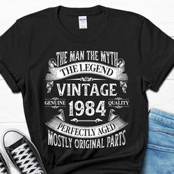 the man the myth the legend shirt, vintage 1984 gift, 40th birthday men's shirt for him, built in 1984 retro t-shirt for