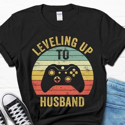 leveling up to husband shirt, funny gaming husband gift from wife, video games t-shirt for men, gamer tee for him, video