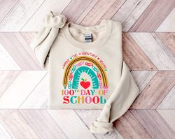 100 days of school sweatshirt, rainbow 100 days of school hoodie, school sweatshirt, teacher hoodie, back to school gift