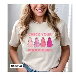 breast cancer awareness month shirt, check your boobies shirt, october shirt, halloween shirt, cute halloween shirt, gho