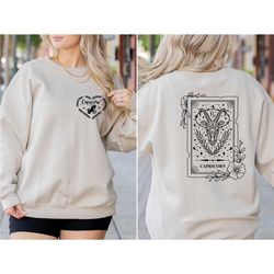 double sided capricorn shirt, zodiac sweatshirt, astrology shirt, capricorn girl,  capricorn characteristics, astrology