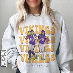 justin jefferson vs kirk cousins minnesota football shirt, vikings football sweatshirt, football 90s gift for fan 910 tv